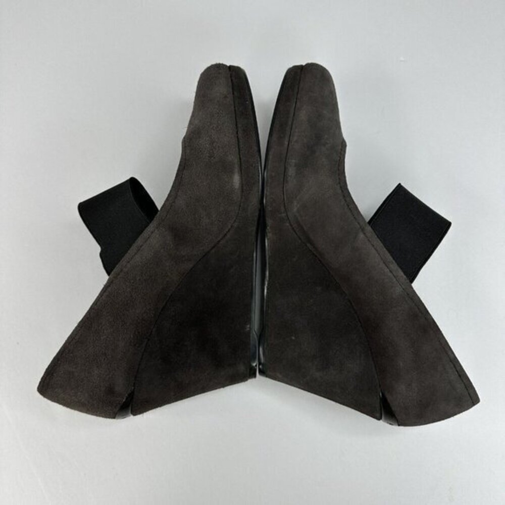 Prada Linea Rossa Dark Gray Suede Mary Jane Wedge Shoes 37.5 Womens - Picture 7 of 17
